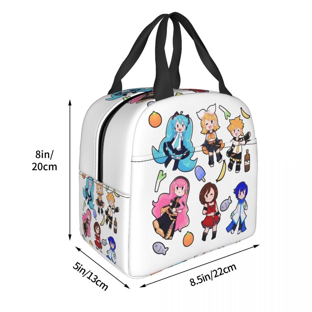 Vocaloid Chibi Chaos! Miku Insulated Lunch Bag for Women Kids Leakproof Food Boxes Thermal Lunch Box Tote