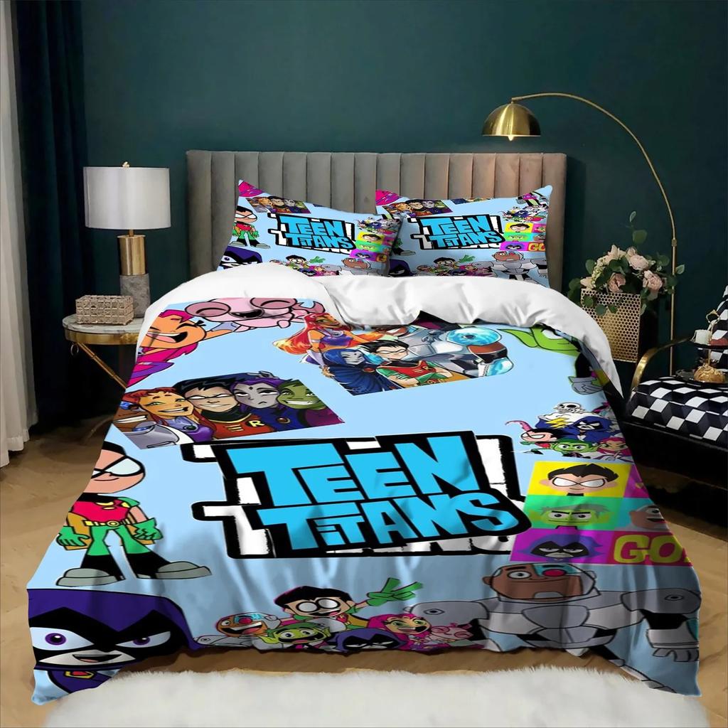 Exquisite 3D Print Teen -Titans Go Teenagers Bedding Set Duvet Cover Pillowcase Kids Boy Girl 3piece Set Home Textile