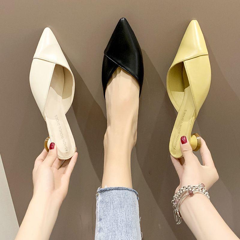 Leather Summer New 2025 Women's Mules Slippers Slipper Fashion Designer Sandals Luxury Stylish Flat Yellow Shoes For Women