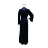 Women's Blue Water Drop Rhinestone Suede Evening Gown Robe