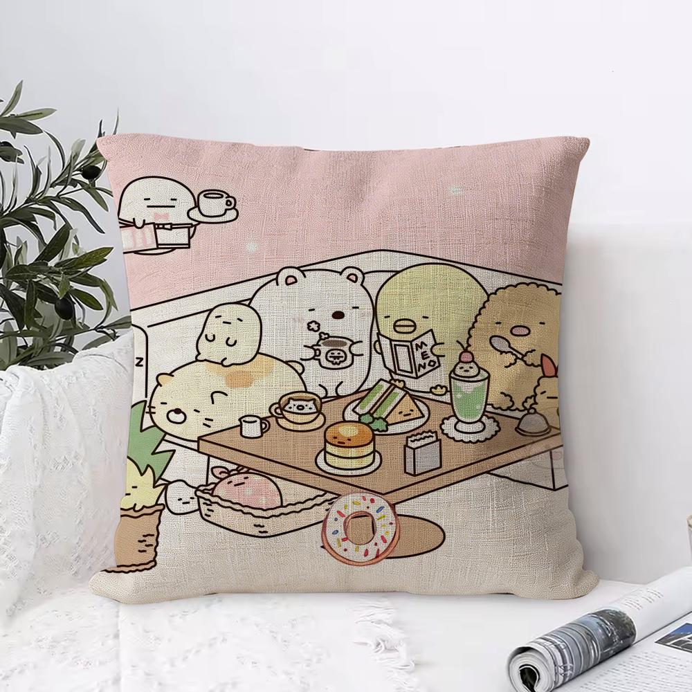 SSumikkogurashi Cushion Cover Eco Linen Pillow Case DoubleSided Print Breathable Durable Zipper Home Decor Gift
