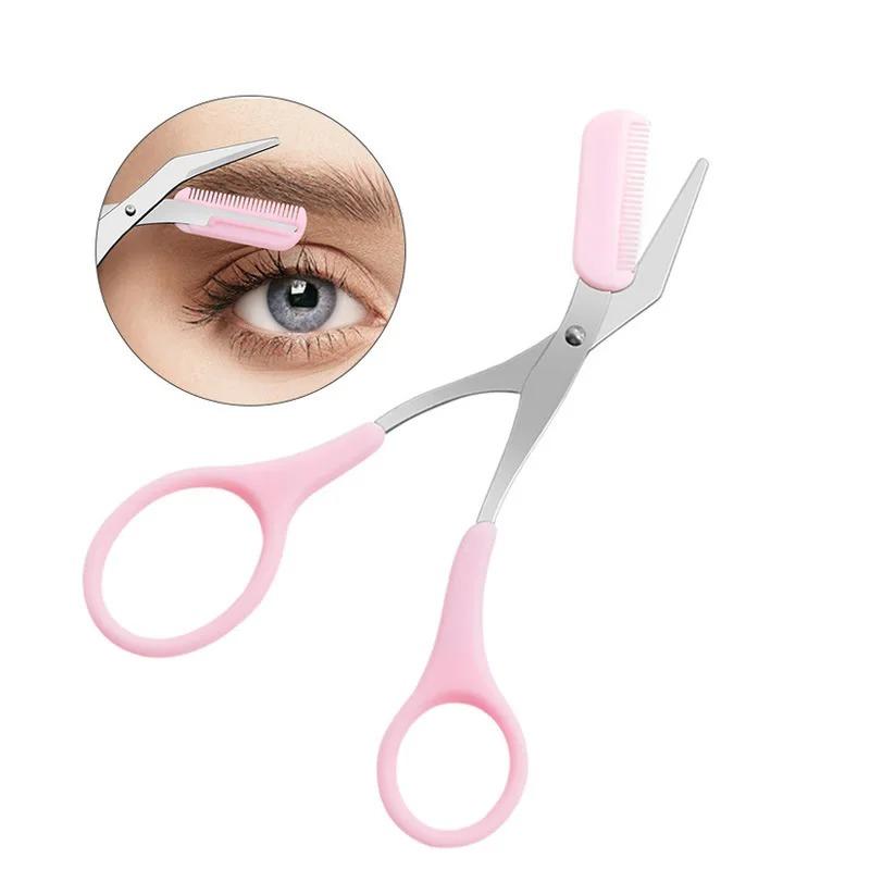 Eyebrow Razor Scissor Eyebrow Comb Stainless Steel Safe Anti-scratch Trimmer for Beginners Crescent Sharp Beauty Tool Eye Brow