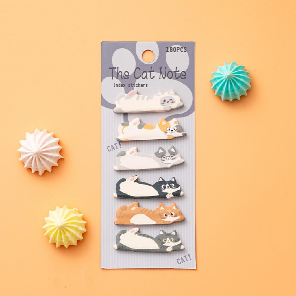 Cartoon Cat Sticky Notes Ins-Style Cute Index Tabs DIY Planner Classification Stickers Memo Message Reusable Sticky Notes