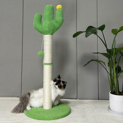 Yousheng Cat Scratching Post Tall Cactus Sisal Scratcher Post with Interactive Ball Cat Scratching Board Self Groomer for Kittens Adults Cats