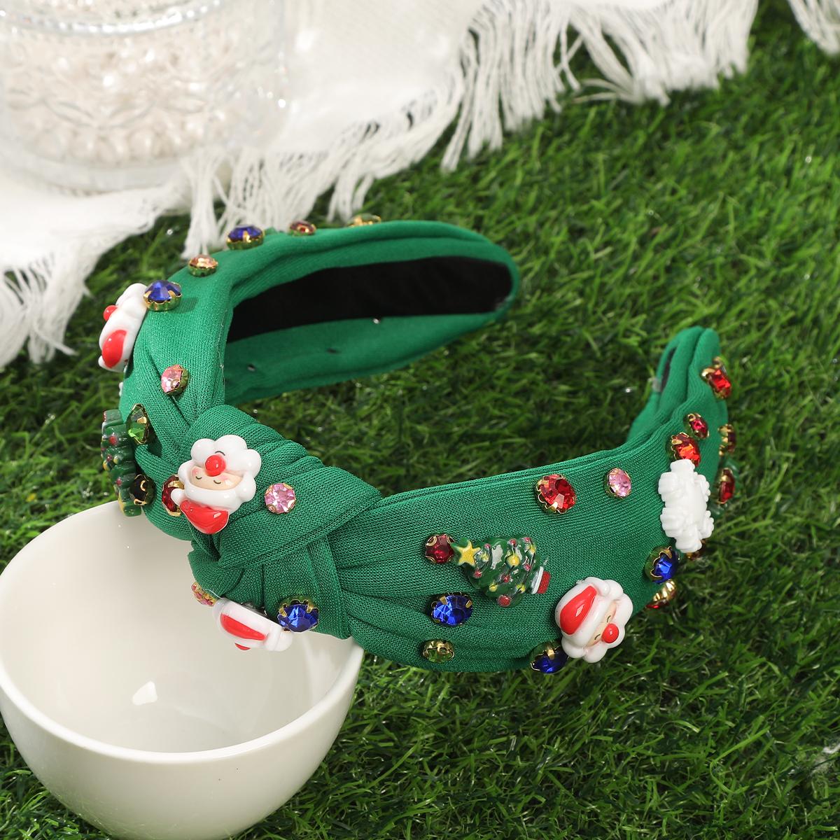 

Ободок на голову Санта Клауса с узлом Зимние повязки для волос для девочек Милый ободок Фестивальный головной убор для женщин Ободки для волос