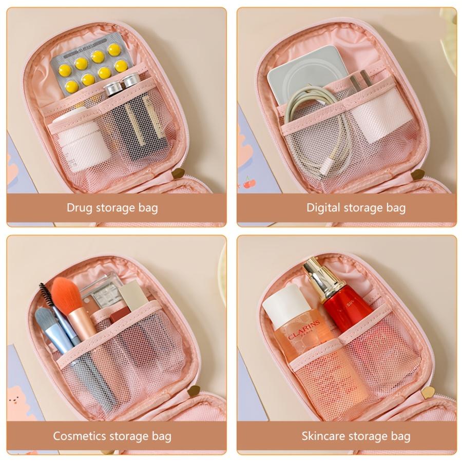 Tragbare Make-up-Tasche für Auffrischungen, Mini-Lippenstift-Kosmetiktasche, Multifunktionaler Organizer mit großer Kapazität, Kulturtasche
