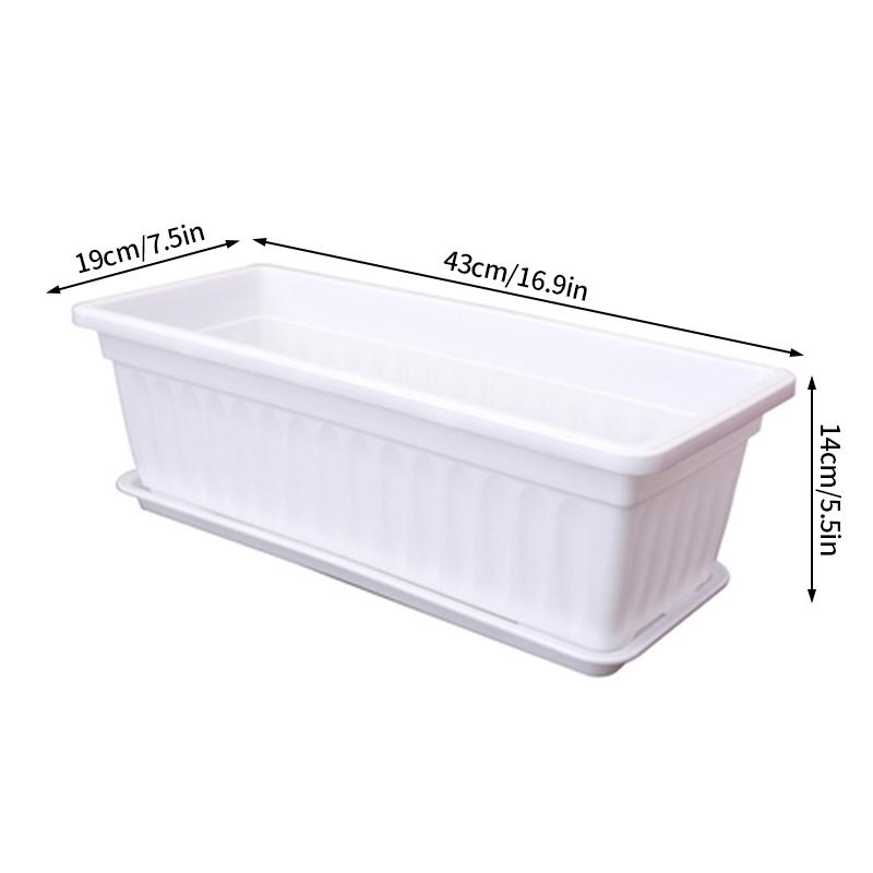 Rechteckiger langer Blumentopf aus verdicktem Kunststoff für den Innenhof, Balkon, Gemüseanbau, Gartenarbeit, Blumentopf, Großhandel