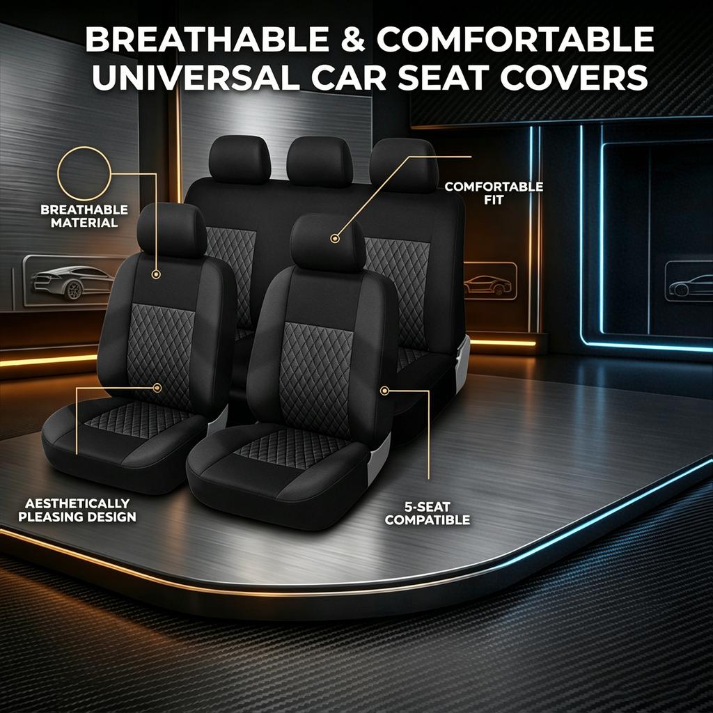   Car Seat Covers, 9PCS Front and Rear Seat Protectors, Full Set Auto Seat Covers, Front Seats   Compatible