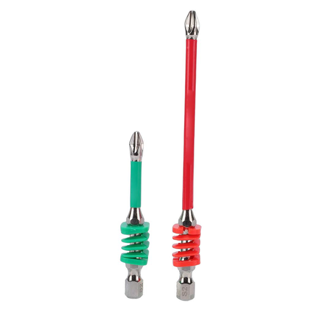 2PCS Spring Loaded Screwdriver Bits 1Celsius4 Inch Hex Shank Crossed Bit for Electric Screwdrivers and Hand Tools 65mm 110mm
