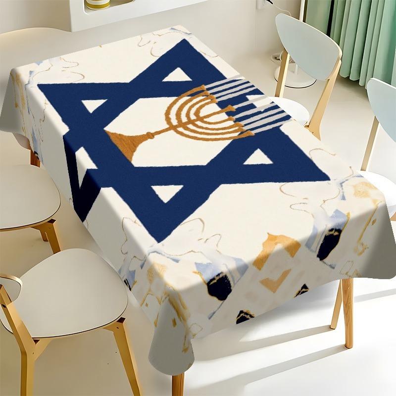 Jewish Star of David Rectangle Tablecloth for Table Decor Kitchen Dining Waterproof Reusable Table Cloth for Tables Party Picnic