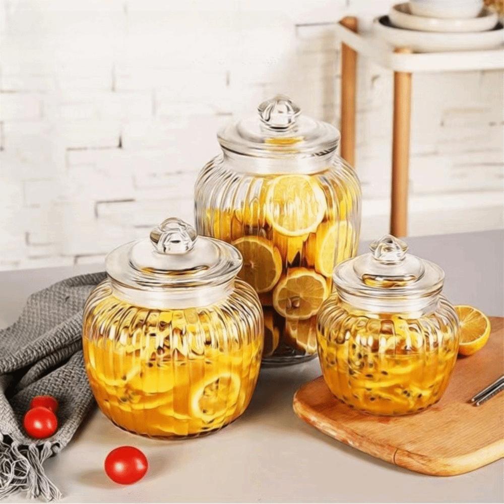 Practical Transparent Glass Pickle Jar Sealed Large Capacity Kimchi Jar Thickened Large Open Mouth Seasoning Container Sugar
