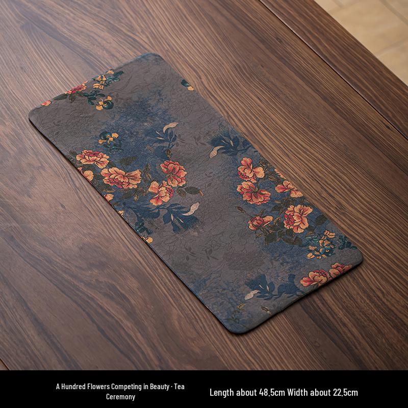 Xiangyunsha Double-Sided Waterproof Zen Tea Mat - High-End Chinese Style Dry Brew Tray Cloth