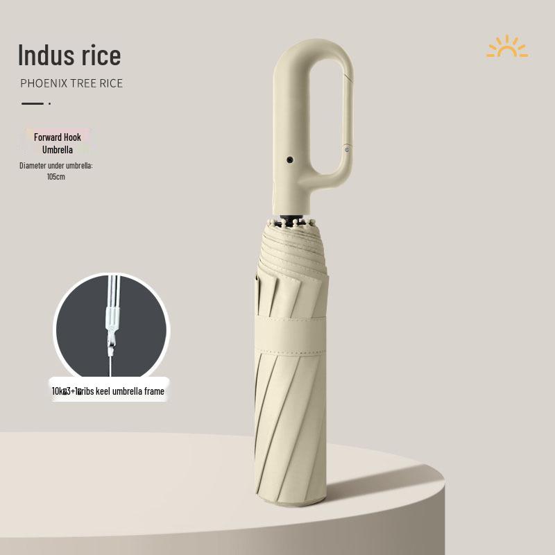 Automatic Windproof Folding Umbrella with Sun Protection, Reverse Design for All Weather, Black