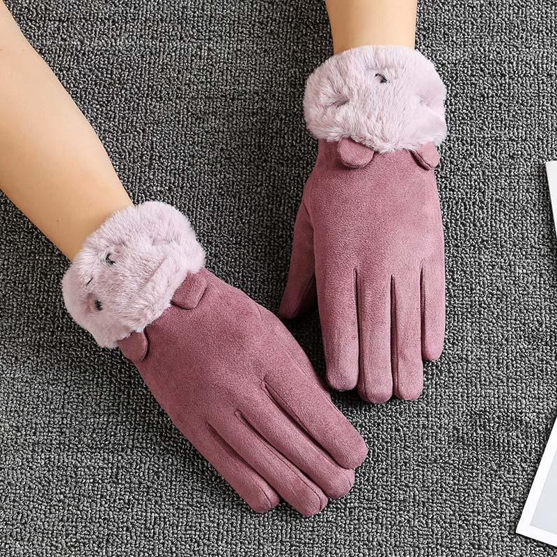 

Осенние и зимние теплые перчатки для женщин с бархатом и утолщенным бархатом для езды на открытом воздухе и вождения Спортивные перчатки с сенсорным экраном для женщин One Size