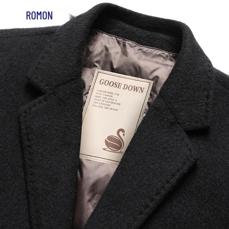 Romon Men's Cashmere Blend Wool Overcoat with Detachable Down Liner