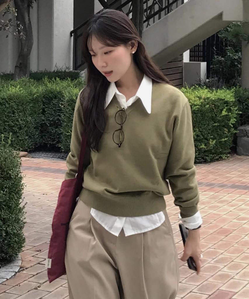 KNIZURE Daily Soft V-Neck Bell Pullover_7 Colors