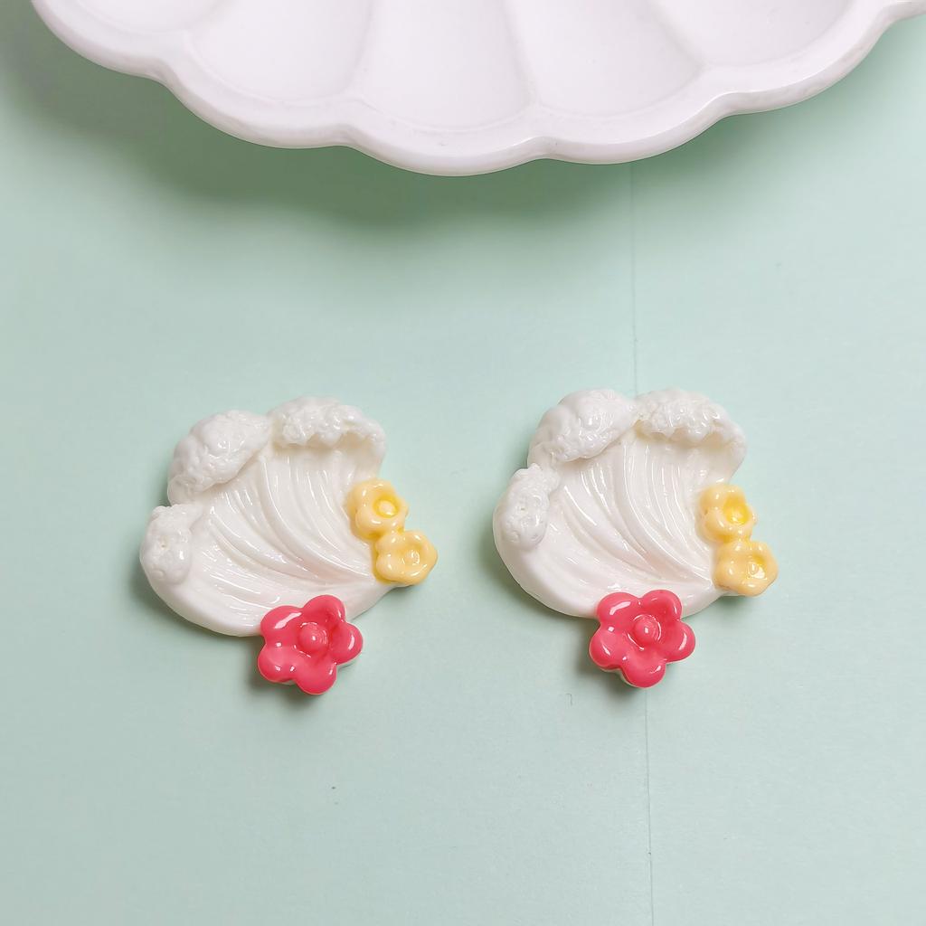 100pcs Cartoon Green Plant Flowers Flatback Resin Cabochon for Phone Hair Accessories DIY Scrapbooking Valentines Decor Craft