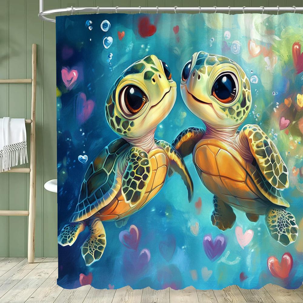 Ocean Shower Curtain for Kids Under The Sea Dolphin Fish Blue Decorative Bath Curtain Polyester Fabric Washable Bathroom Curtain