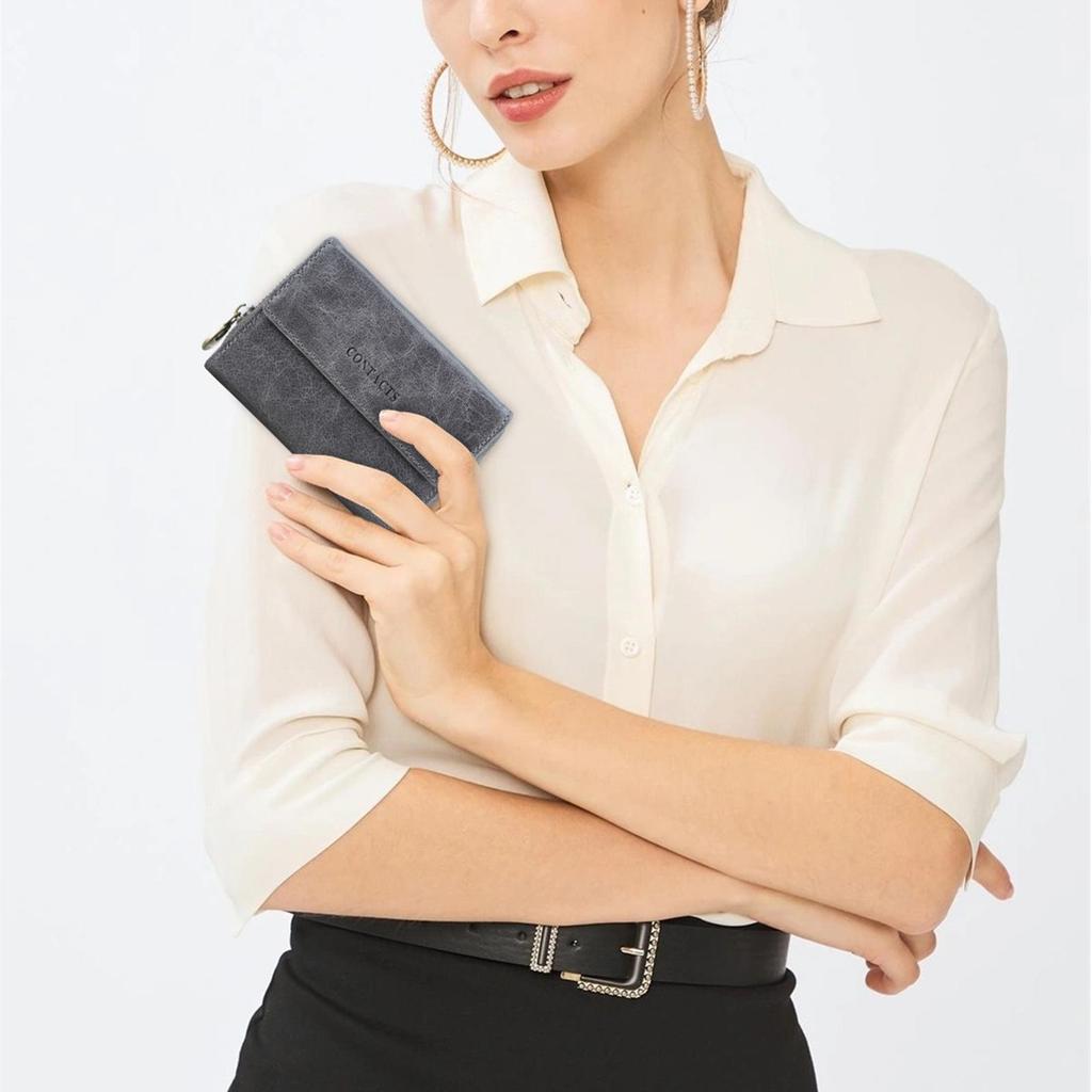 CONTACT'S Genuine Leather Women Wallets Short Bifold Wallet With Coin Purse Card Holder Small Money Bag