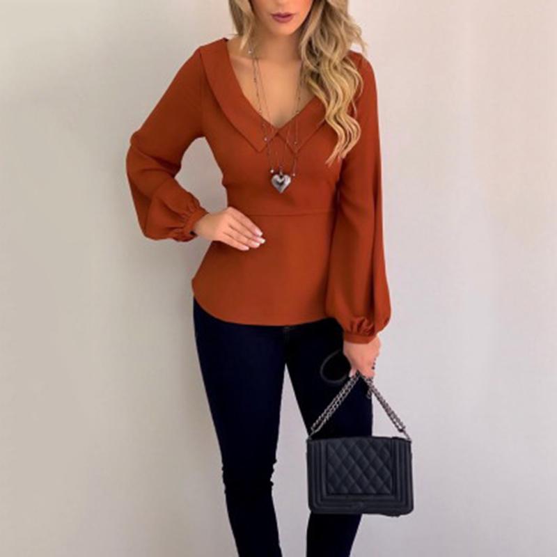 

Весна Мода Новые длинные рукава женщин Топы случайных Waist Топы