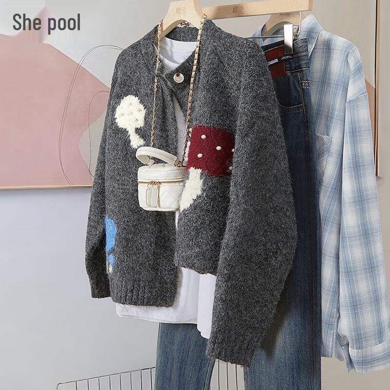 

She Pool Women s Cartoon Pattern Knitted Cardigan One Size