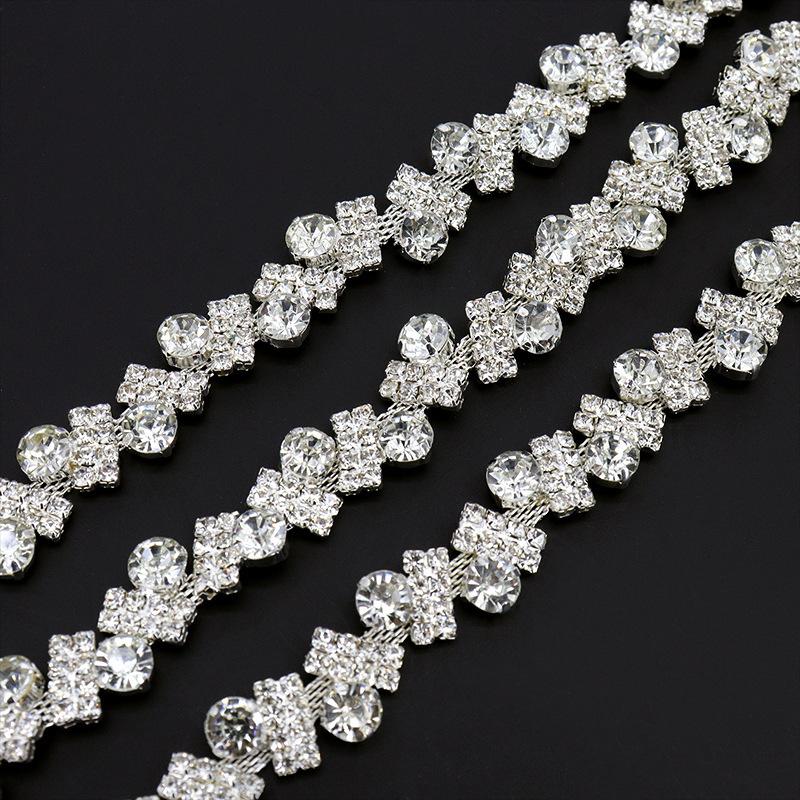 10Yards Rhinestone Chain Diamond Trim Fringe Crystal Bag Hat Accessories DIY Wedding Decoration Gift Irregular Rhinestone Ribbon