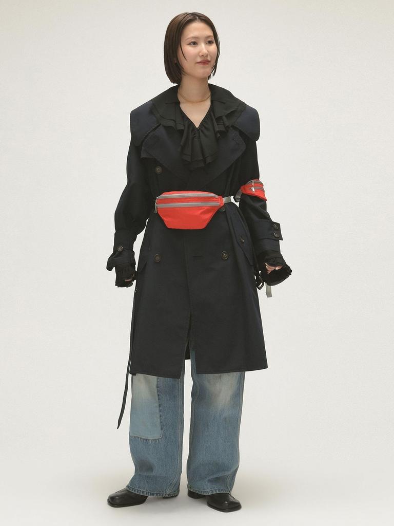 Beams Boy Maturely Memory Trench Overcoat, Women's, Navy, 13190091803