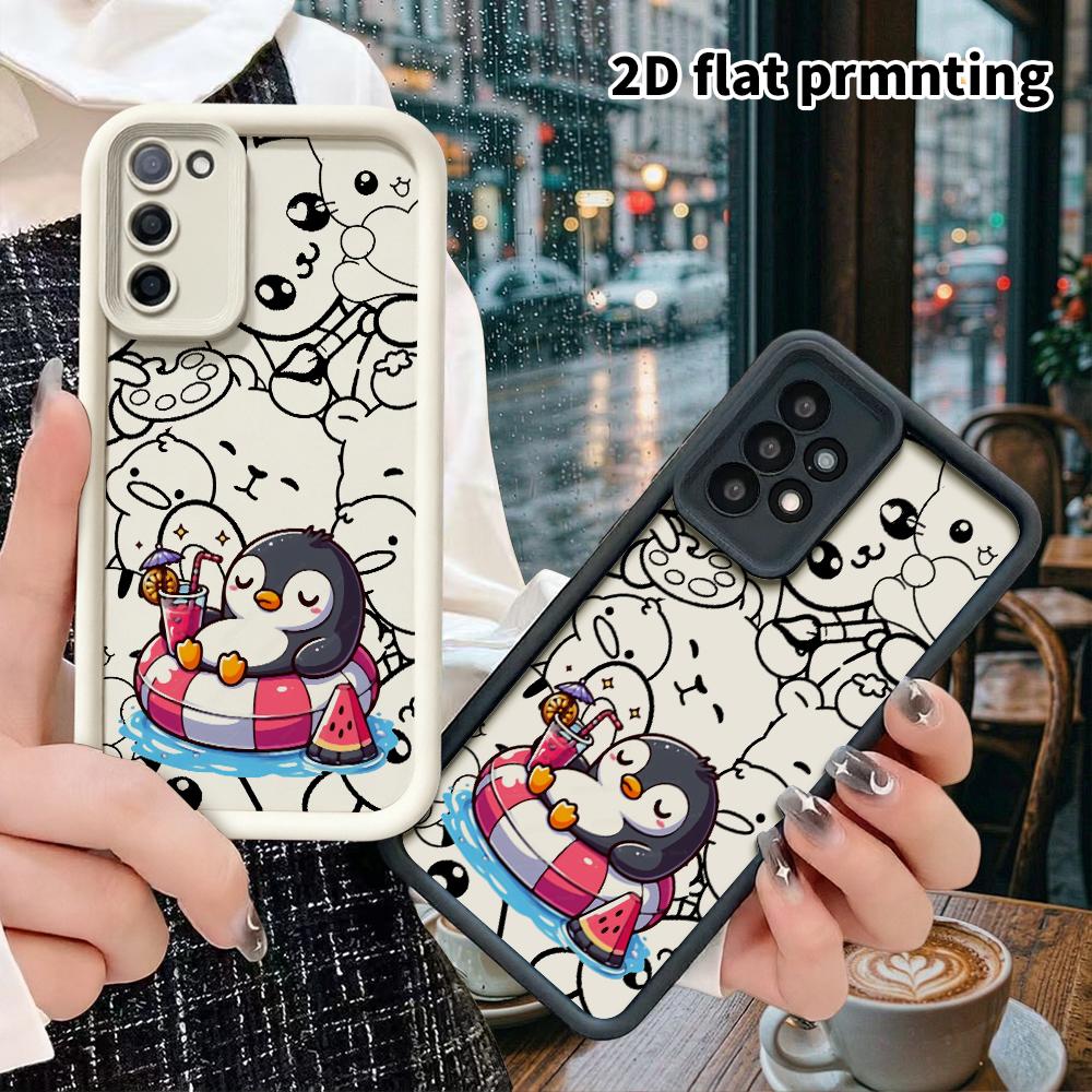 Phone case: 2D flat, suitable for Samsung Galaxy A34 A35 M05 M06 S20 S22 S21 FE Plus 5G protective case, little vacation penguin, perfect holiday gift