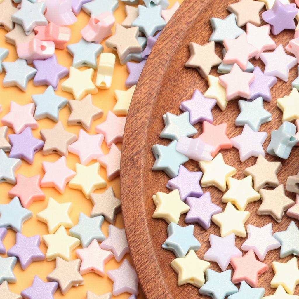 500g about2000Pcs Loose Spacer Beads DIY Accessories Acrylic Necklace 11mm For Jewelry Making Five-pointed Star Bracelet Handmade