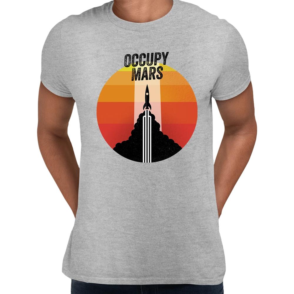 Occupy Mars Amazing Nasa Space Rocket Stars Crew Neck T Shirt