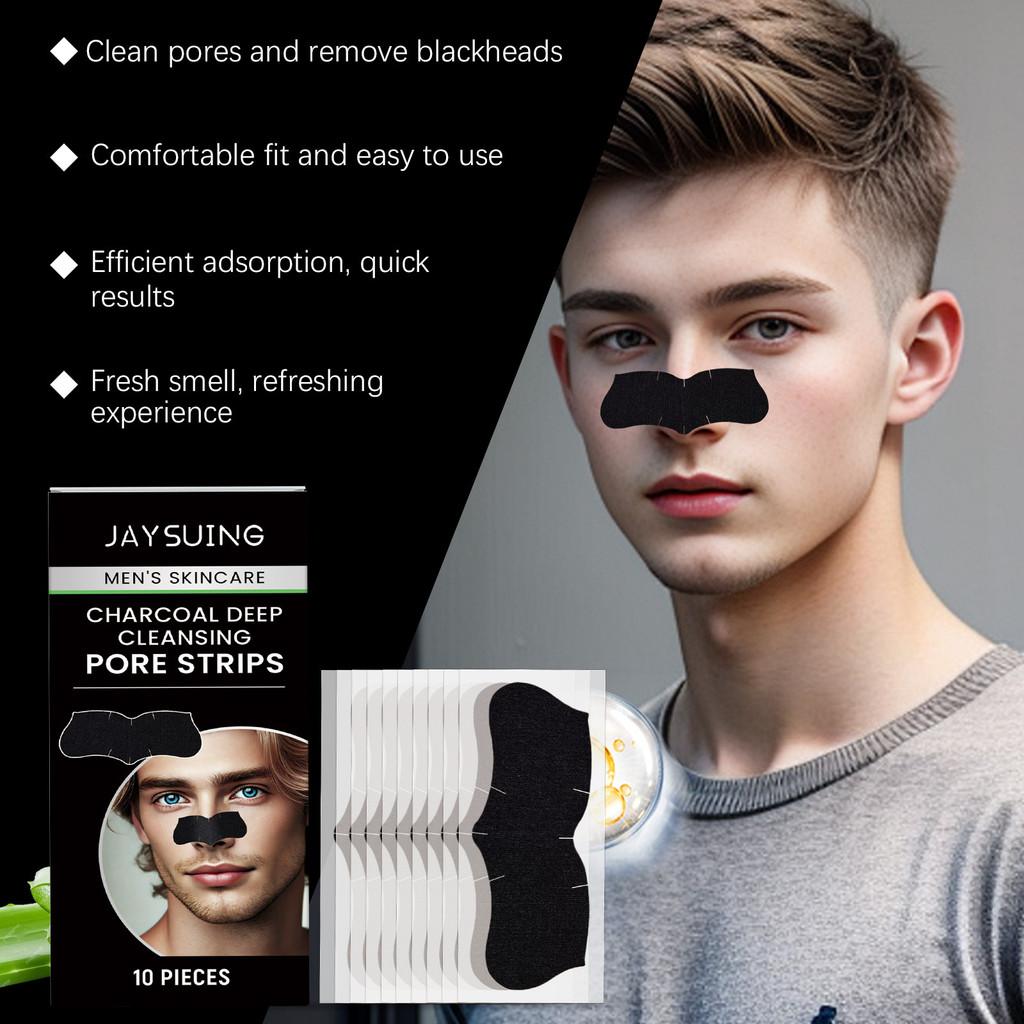Tiras Jaysuing para Cravos e Poros Masculinos Óleo de Limpeza Suave Controle de Oleosidade Redução de Acne 10 Peças