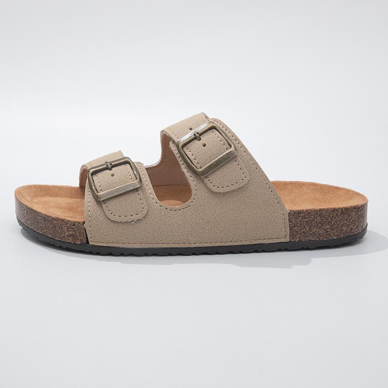 New Summer Pvc Buckle Leather Sandals Boken Flat-bottomed Cool Slippers Women's Half Slippers Thick-soled Outer Wear