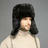 Warm Winter Rabbit Fur Mens Hat Russia Trapper Earflap Ski Cap Winter Hat