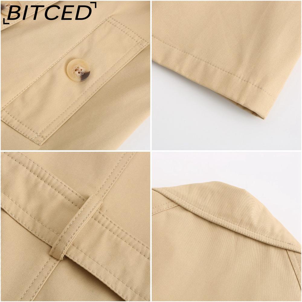 BITCED Women's Long Trench Coat with Waist Cinch Cotton-Blend Fashion Jacket with Long Sleeves