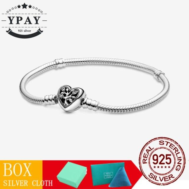 100 %Original Sterling Color Fashionable Jewelry Snake Chain Wrist Bracelet Women Shining Crown O Fit Charm Beads Clips Trendy Present
