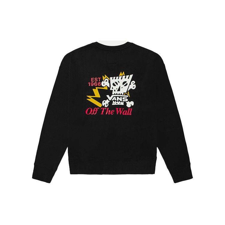 Vans Fun Pattern Skull Cartoon Print Crewneck Sweatshirt Men Sweatshirt Black VN0A54JIBLK