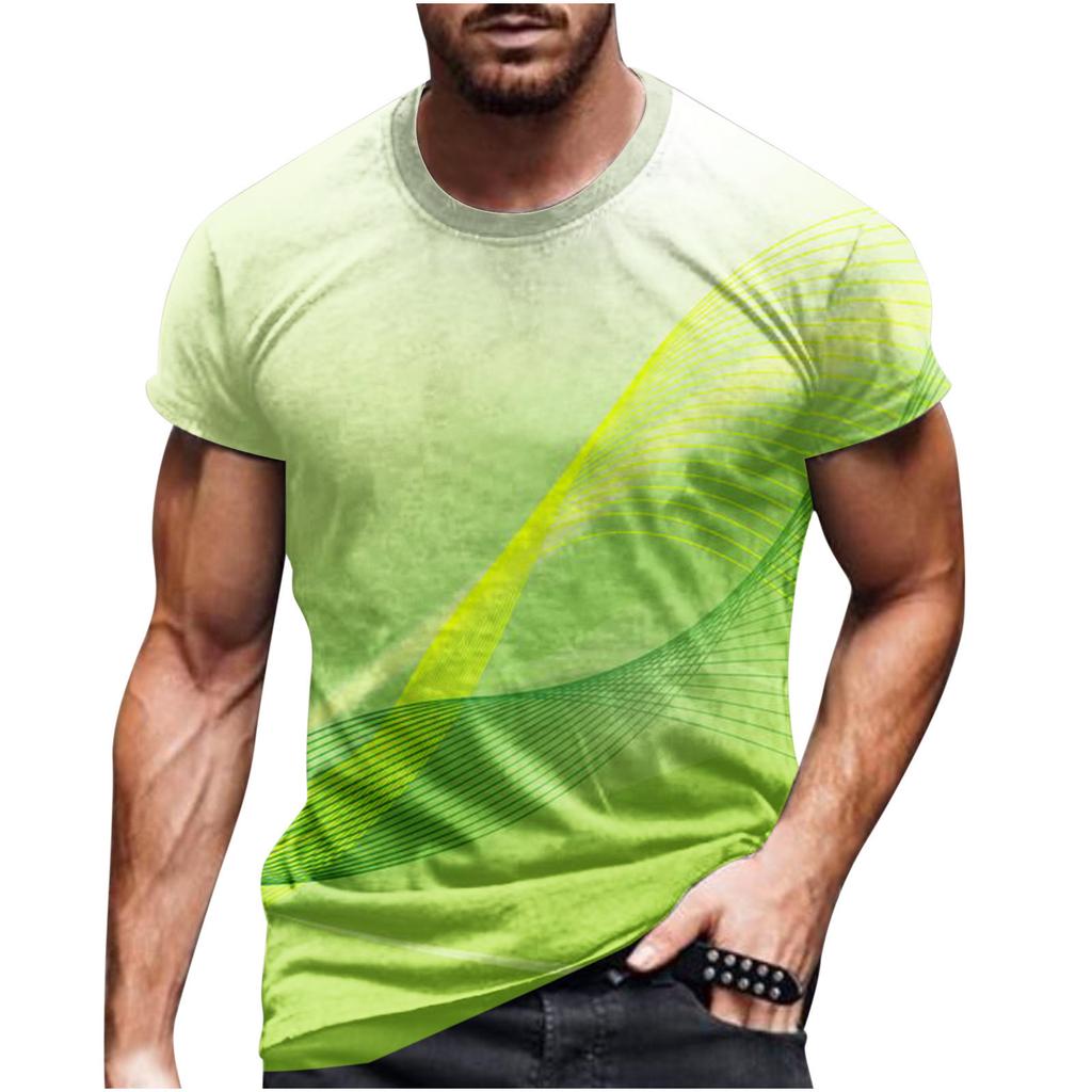 Sommer Rundhals 3D Linienverlauf Druck Top Modische Lässige Kurzarm Herren T-Shirts