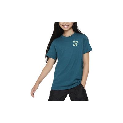 Sportswear Logo Print Round Neck Short Sleeve T-Shirt Kids Tops Industrial-Blue FD3988-315