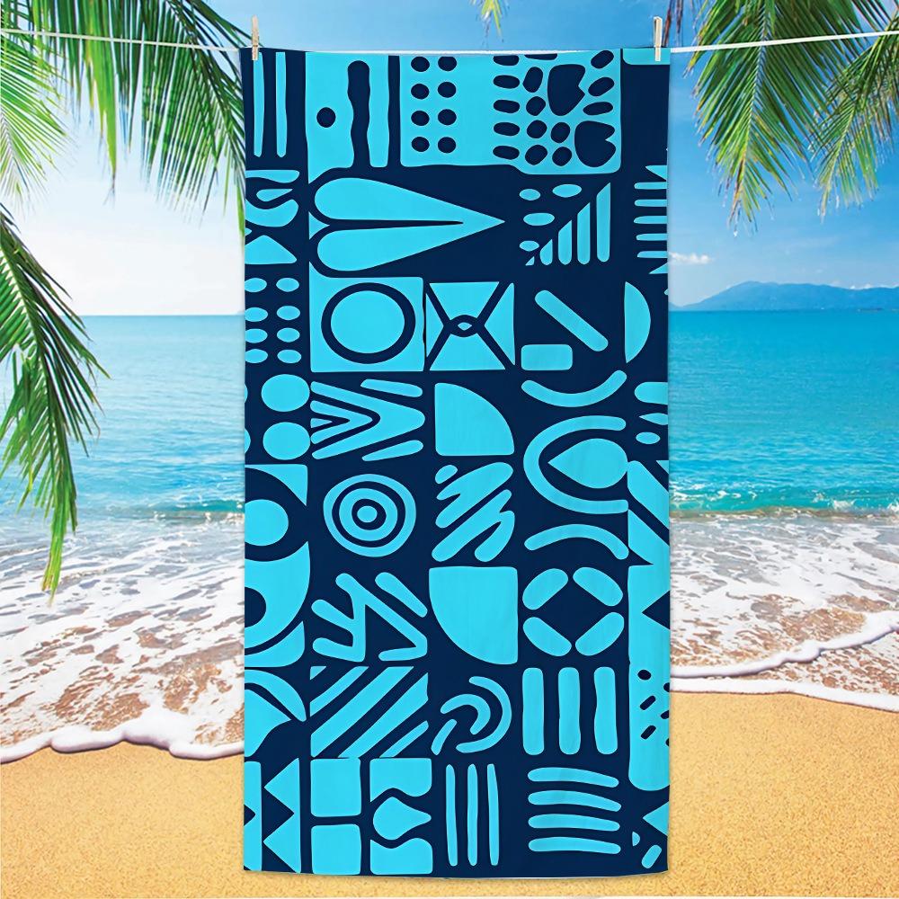 Abstract Geometric Pattern Polyester Beach Towel Bauhaus Style Quick Dry Sand Free Bath Towel for Summer Pool Travel Vacation