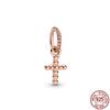Gold Plated Sparkling Jesus Cross Pendant Charm Zircon Stones Bead Fit Original Fashion Bracelet Silver 925 Diy Jewelry Gift