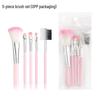 5-Piece Pink & Black Makeup Brush Set: Eyeshadow, Lip, Blush, Eyelash Brushes