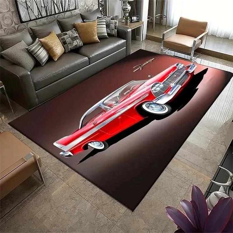 Klasický Sportovní Auto Kobereček Vintage Retro Cool F1 Koberec pro Ložnici Obývací Pokoj Dveře Podlaha Protiskluzové Koberce Podložky Domácí Dekorace