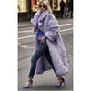 Winter Autumn Women Fur Coat Thickened Imitation Fur Lapel Long Hair Coat European Style Toka Outerwear New