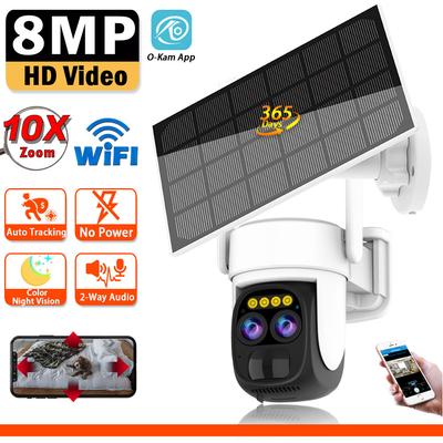 HD Dual Camera Smart Monitoring Wireless WIFI Connected Solar Powered Security Camera CCTV