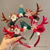 Mori Style Reindeer Antler Headband & Clips - Festive Red Hair Accessories for Women and Children