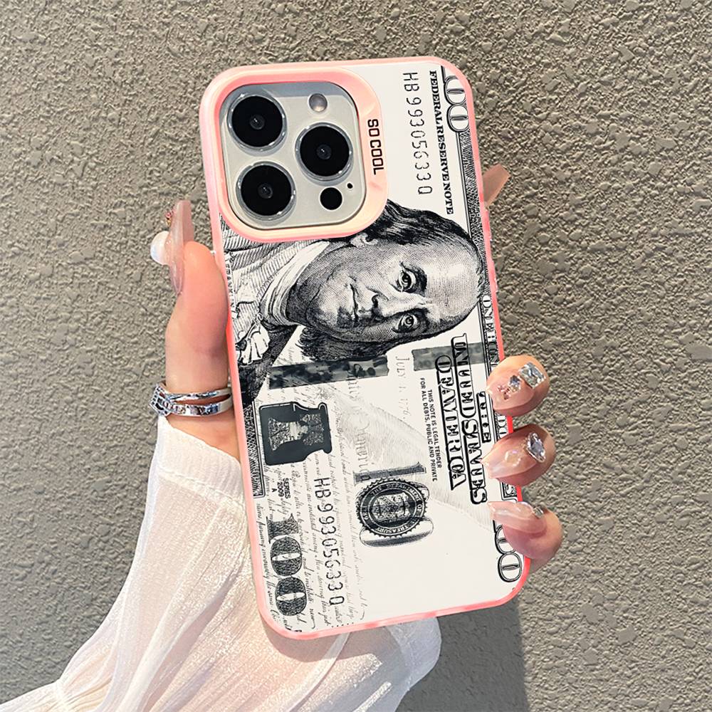 Cool 100 Dollar Bank Note Silver Shockproof Back Cover: Colorful Slim Phone Case For IPhone 17,16,15,14,13,12,11 Pro Max, Plus