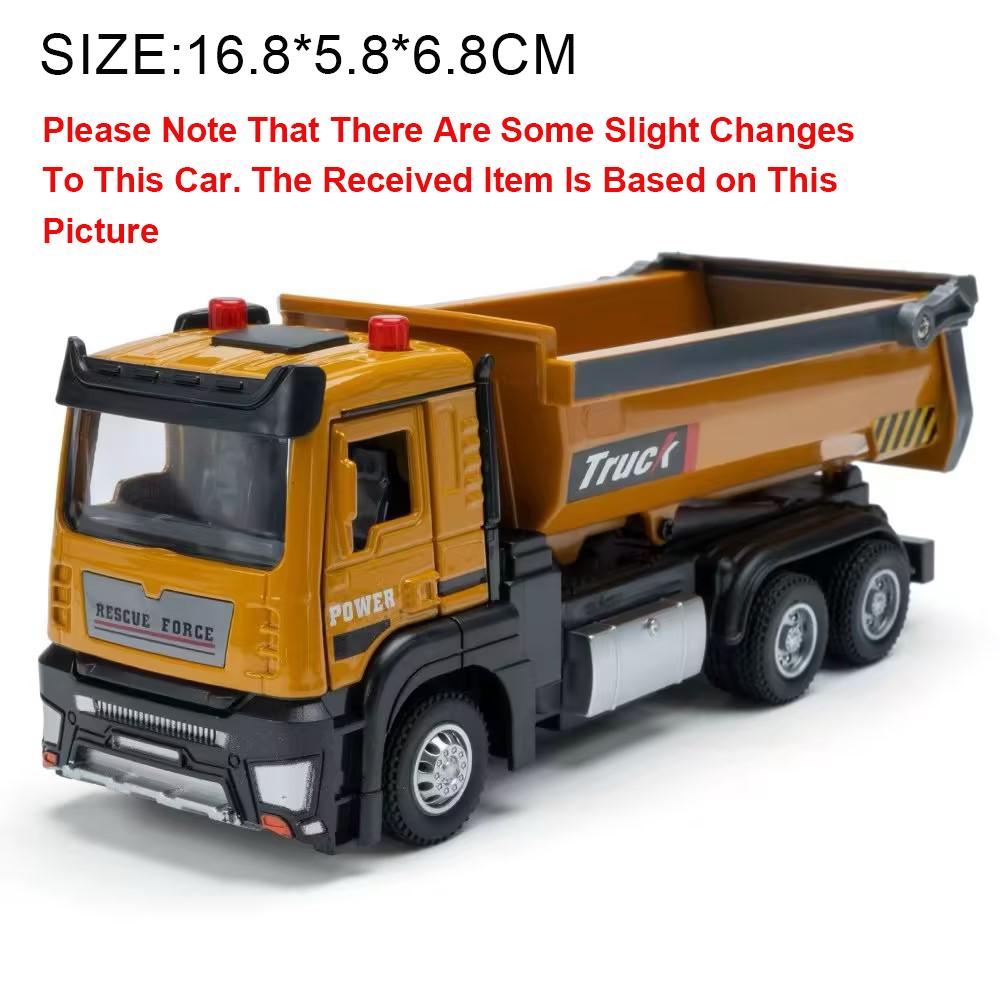 1/50 Scale Tipper Truck Alloy Diecast Toy Model Dump Engineering Transport Truck Sound Light Pull Back Collection Gifts For Kids