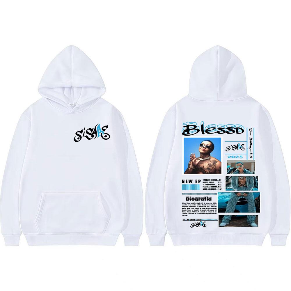 Rapper Blessd Si Sabe Album Tour 2025 Merch Hoodie for Men Vintage Hip Hop Sweatshirts Unisex Oversized Street Pullover Hoodies