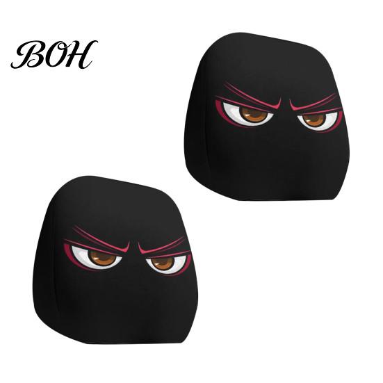 Protective Auto Headrest Protectors Halloween Car Cover, Scary Pattern Print Stretchable Universal Fit Interior Decor Protector, Breathable Polyester