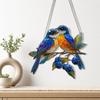 Red Bird Sun Catcher, 2D Acrylic Bird Hanging Decoration, Stained Glass Style Bluebird Suncatcher for Indoor Window Front Porch Decor